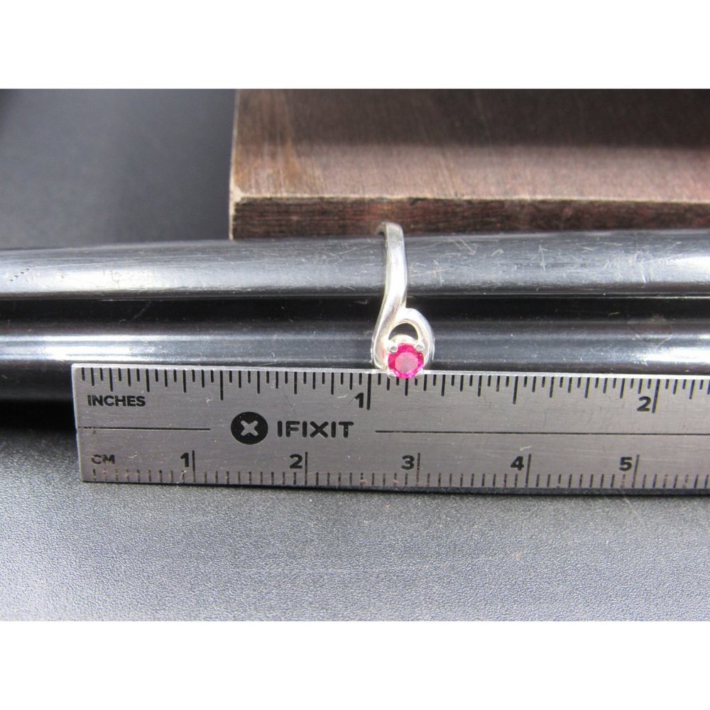 Size 6.5 Sterling Silver Small Red Ruby Simple Ba… - image 6